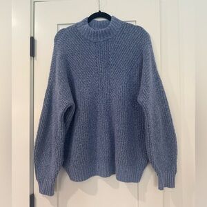 Halogen Blue Sweater with Ribbed Knit